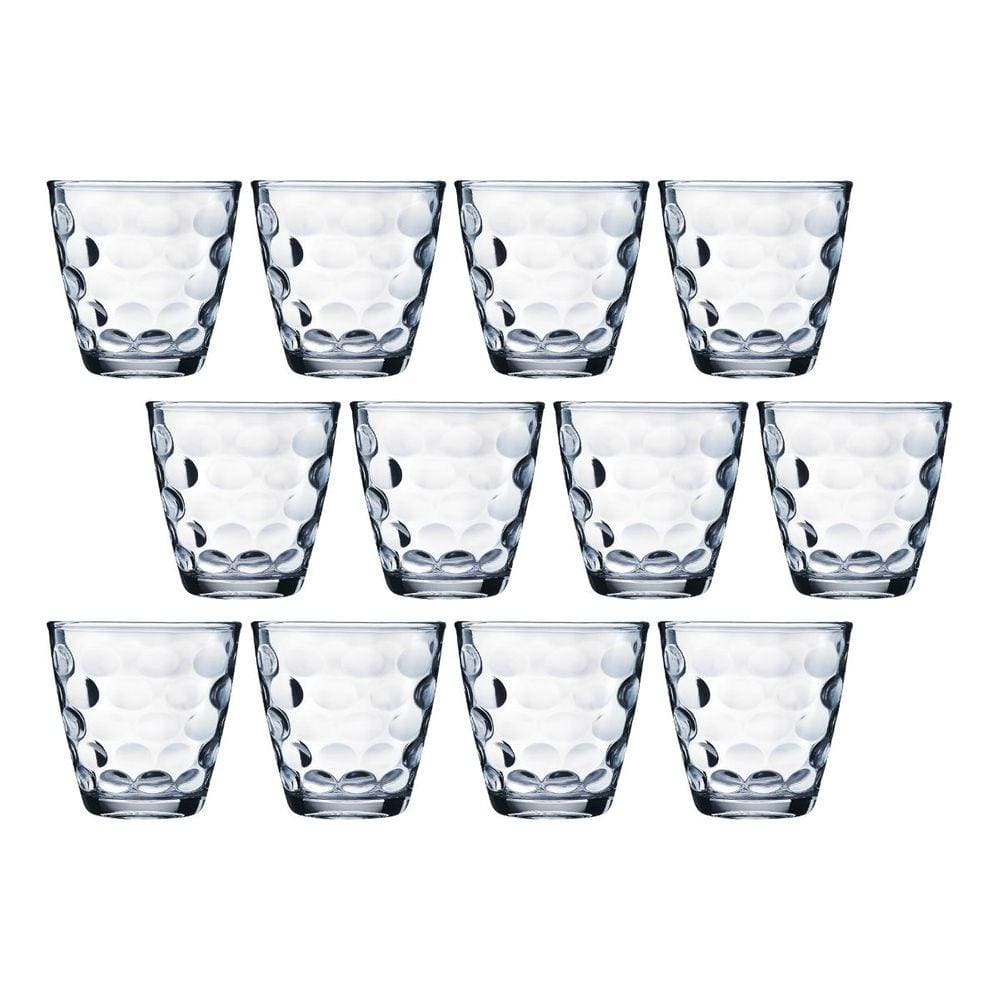 Jogo Transparente Redondo Bangkok 12 Copos 250ML Vidro Suco