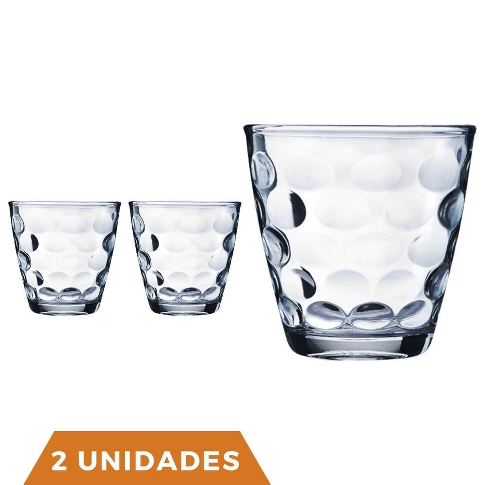 Kit Com 2 Copos de Vidro Transparente 250ML Bangkok Redondo
