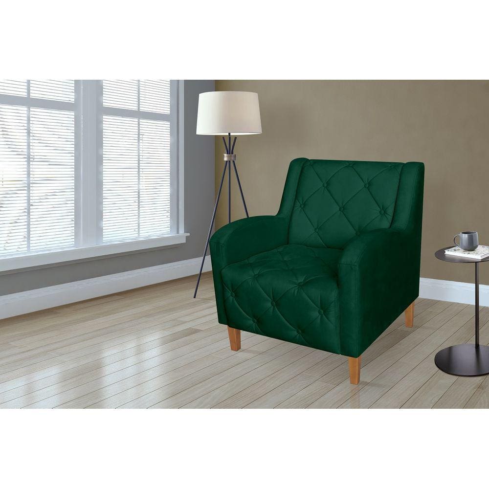Poltrona Para Recepção Sala De Estar Munique Suede Verde - LM DECOR