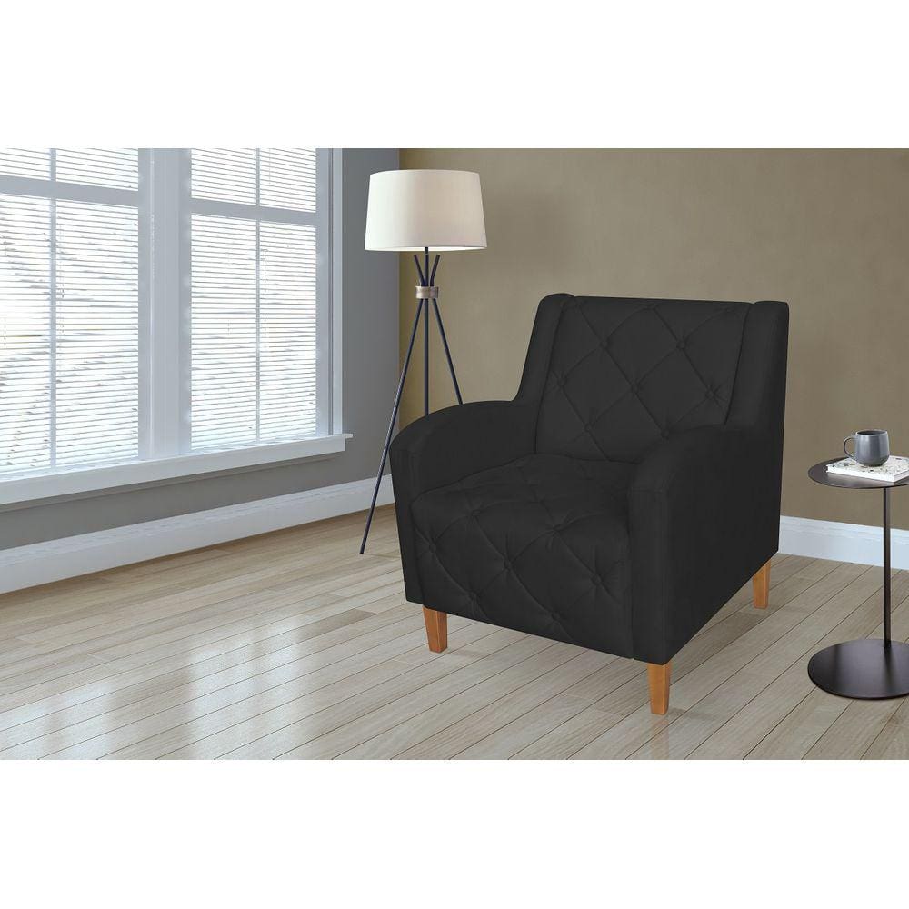 Poltrona Estofada Hall de Entrada Munique Suede Preto - LM DECOR