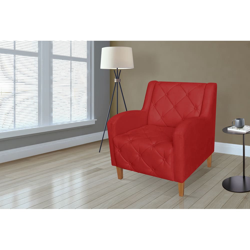 Poltrona Estofada Hall de Entrada Munique Suede Vermelho - LM DECOR