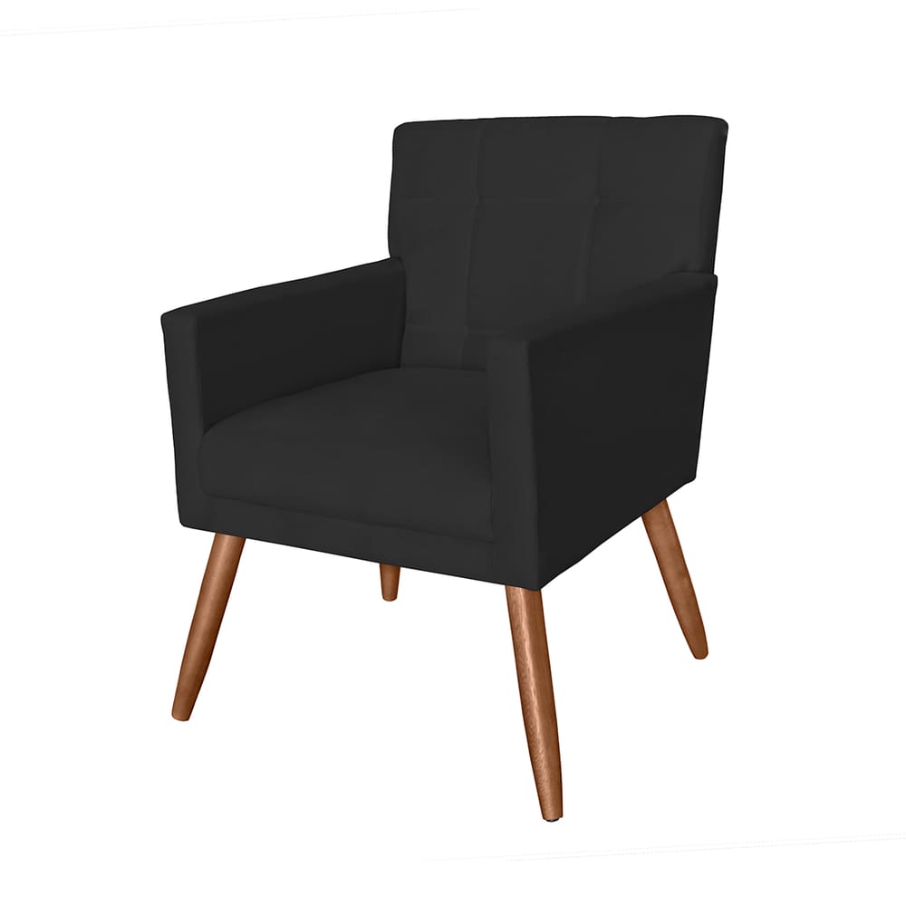 Poltrona Decorativa Estofada Para Hall de Entrada Onix Suede Preto - LM DECOR