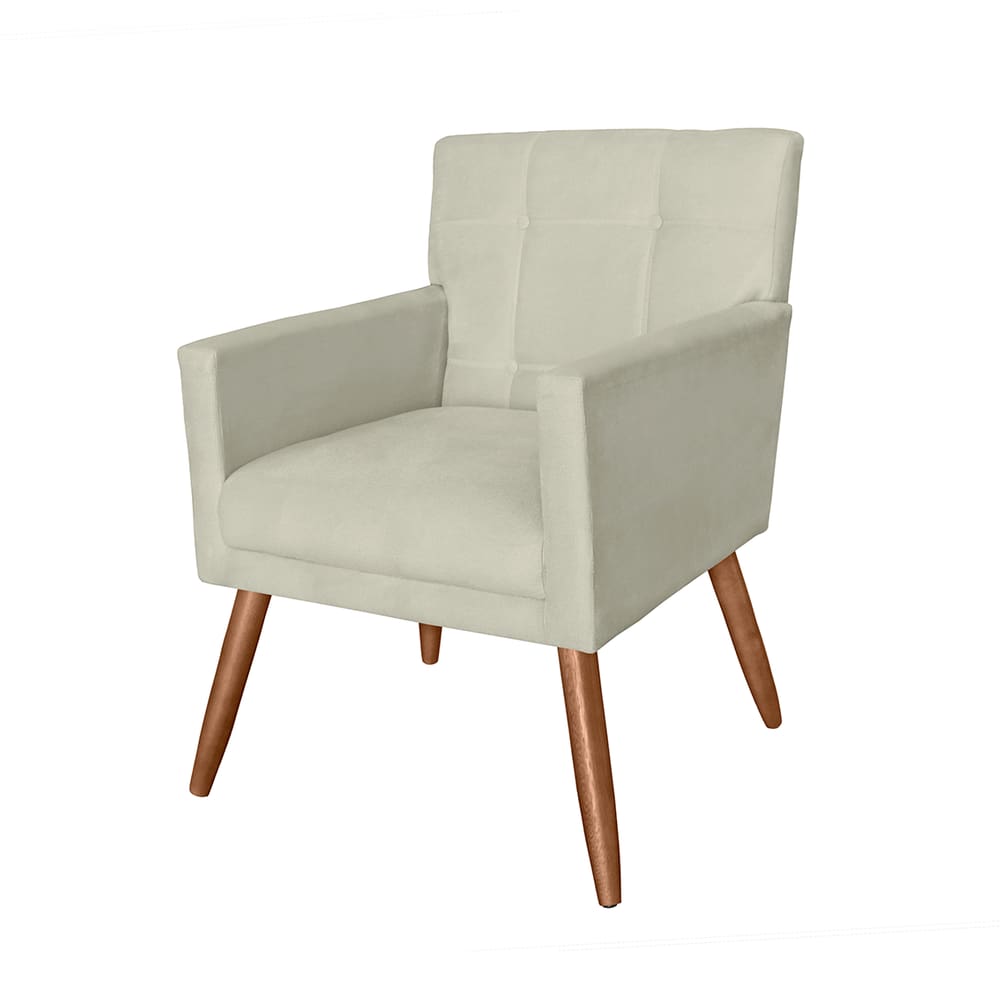 Poltrona Cadeira Decorativa Estofada Para Recepção Onix Suede Bege - LM DECOR