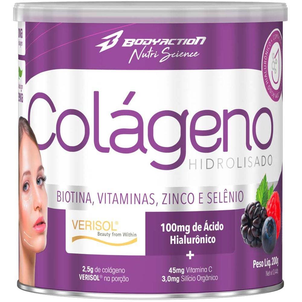 Colágeno Hidrolisado Peptídeos em Pó 200g Frutas Vermelhas