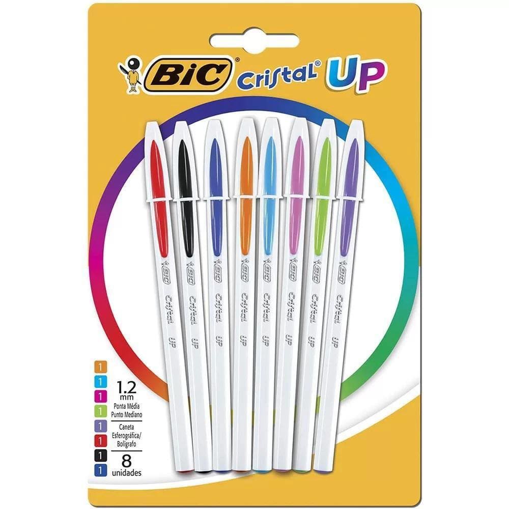 Caneta Esferográfica Bic Cristal Up Ponta Média 8 Cores