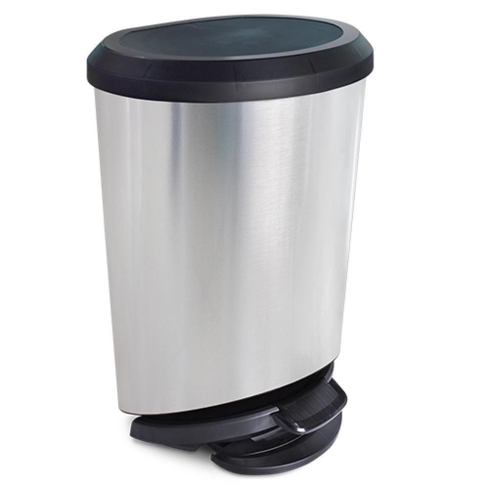 Lixeira Label Inox 20 Litros Com Pedal Cesto De Lixo Cozinha Banheiro Escritorio Com Trava Saco Vintage