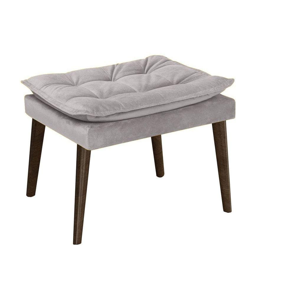 Puff Banqueta Decorativa Para Sala E Quarto Opala Suede Cinza -LM DECOR