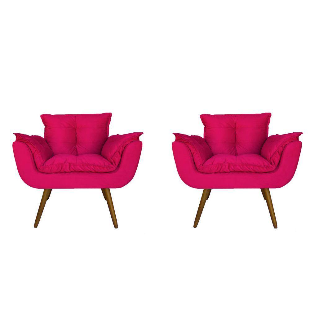 Kit 02 Poltronas Decorativa Sala E Recepção Opala Suede Rosa Pink- LM DECOR