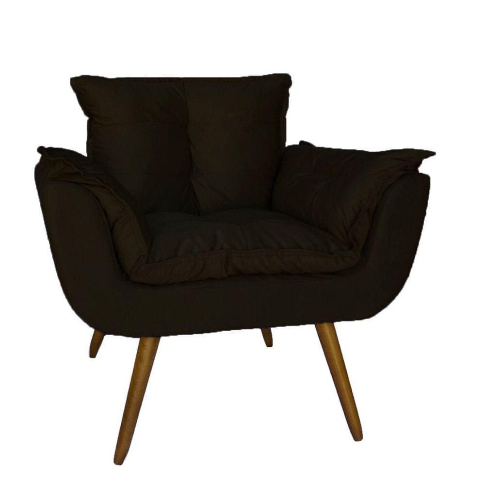 Poltrona Decorativa Para Sala E Recepção Opala Suede Marrom - LM DECOR