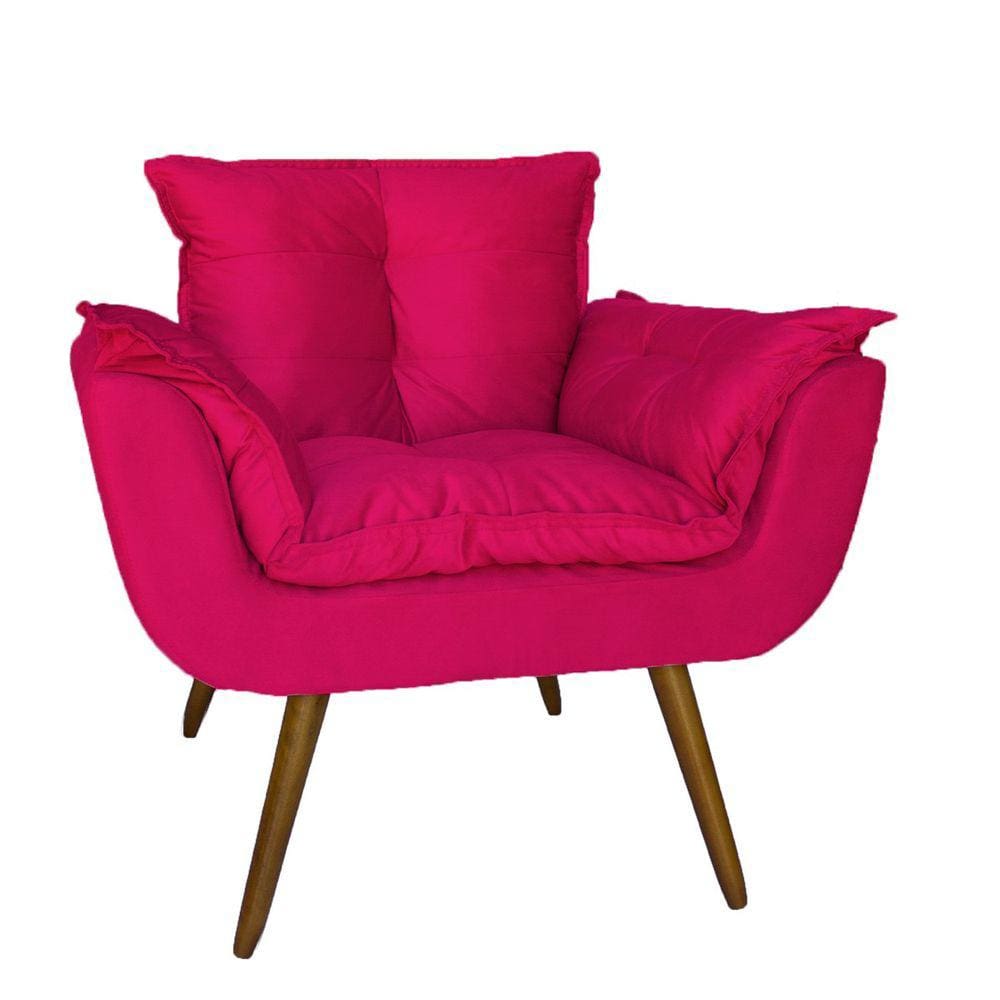 Poltrona Decorativa Estofada Para Consultório Opala Suede Rosa Pink - LM DECOR