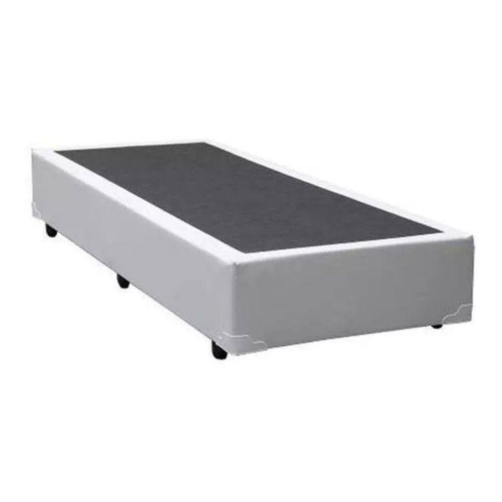 Base Cama Box Solteiro Corino Branco 40x88x188