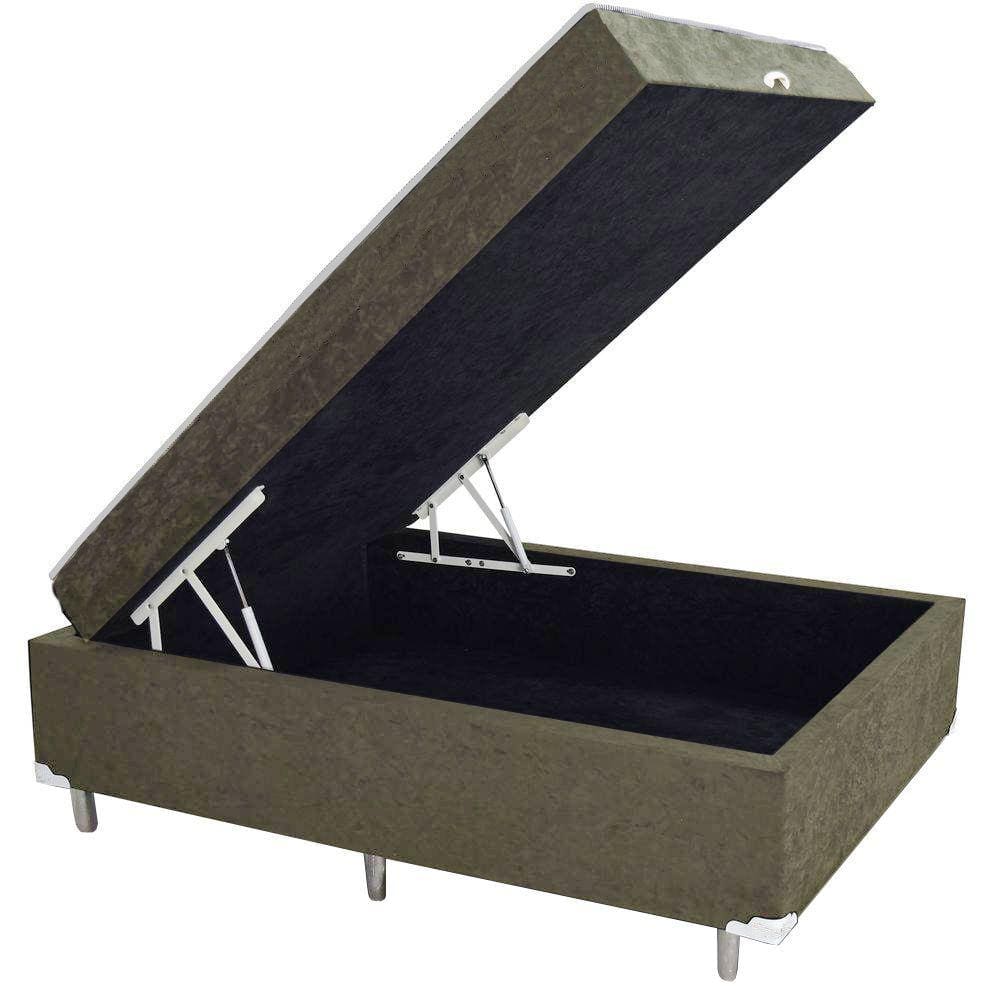 Cama Box Baú Casal Conjugado Ortopédico Suede Bege 45x138x188