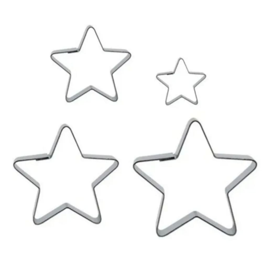 Cortador Estrela Com 4 Peças Para Biscoitos E Massas