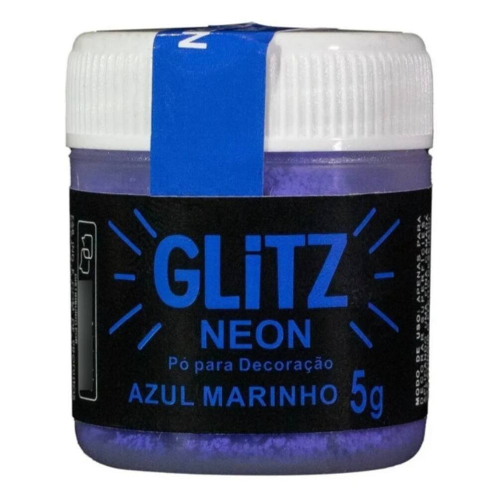 Corante Pó Glitz Neon Azul Marinho Brilha Na Luz Negra