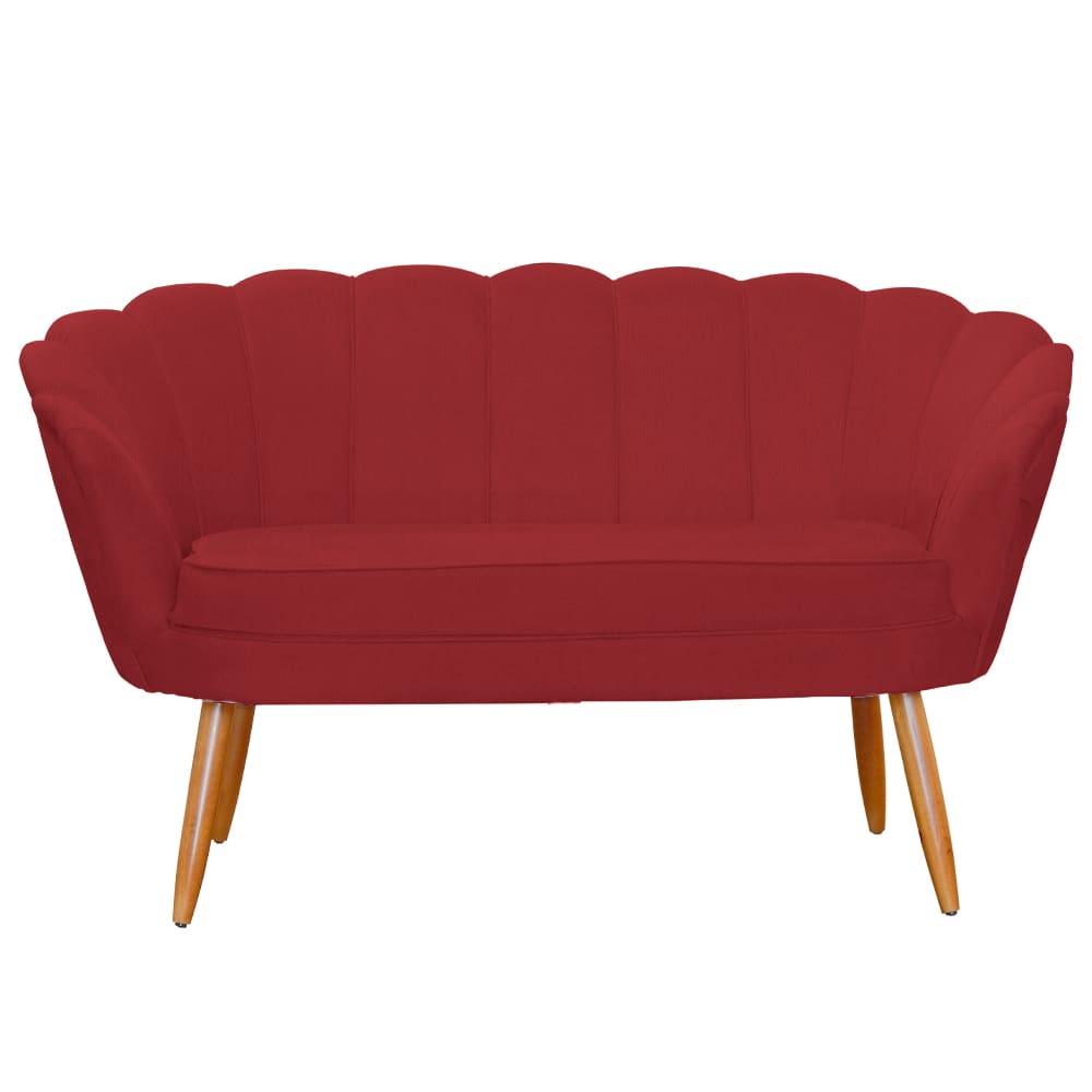 Namoradeira Estofada 2 Lugares Para Sala Comercial Pétala Suede Vermelho Bordo - LM DECOR