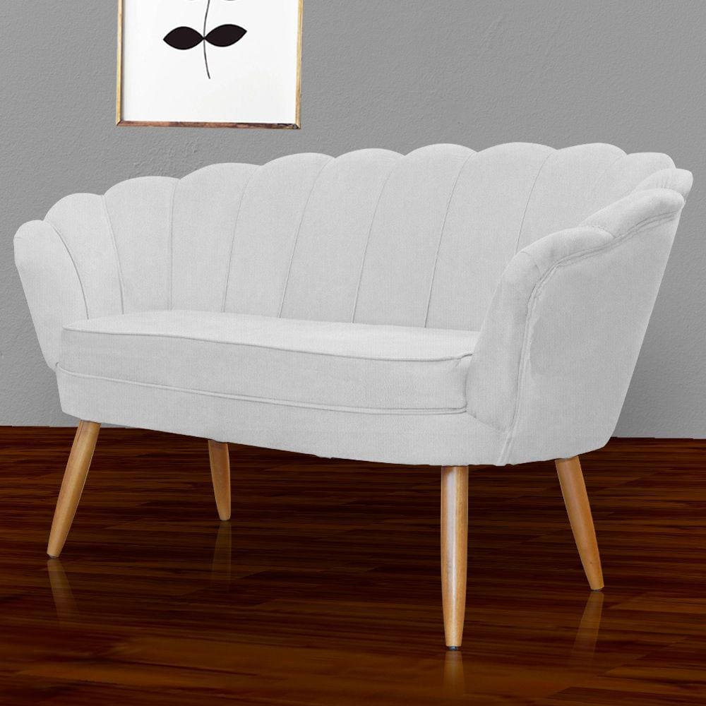 Namoradeira Estofada Decorativa Para Recepção Pétala Suede Branco - LM DECOR