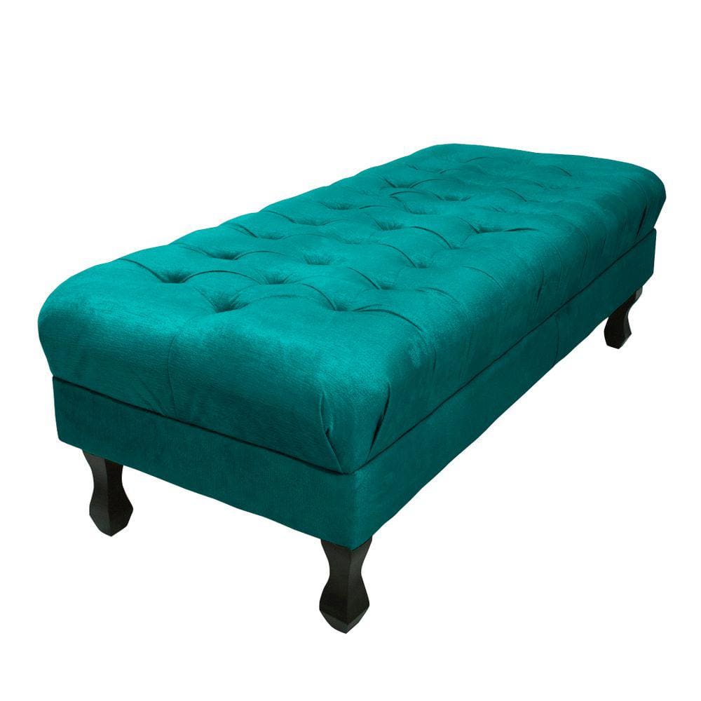 Puff Decorativo Retrô Luis Xv Capitonê 1 Metro Suede Azul Turquesa - LM DECOR