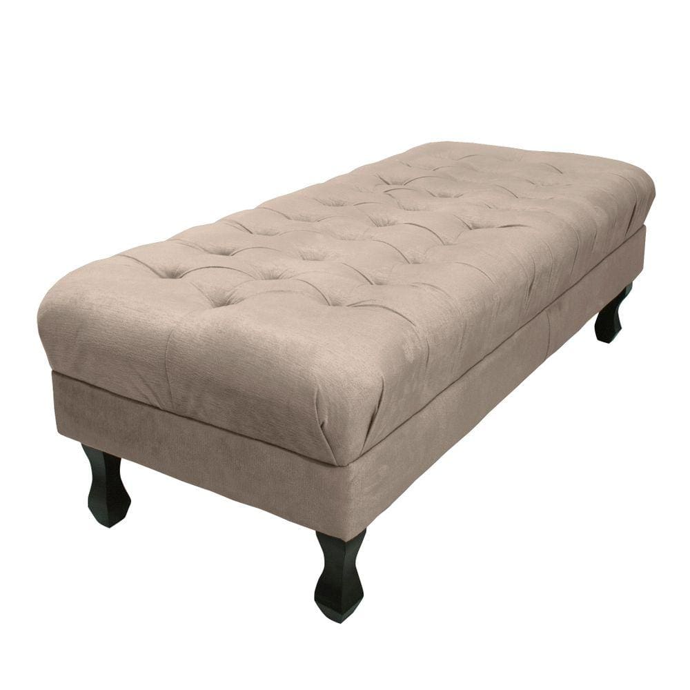Puff Decorativo Retrô Luis Xv Capitonê 1 Metro Suede Bege - LM DECOR