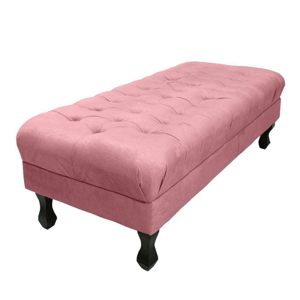 Puff Decorativo Retrô Luis Xv Captonê 1 Metro Suede Rosa - LM DECOR