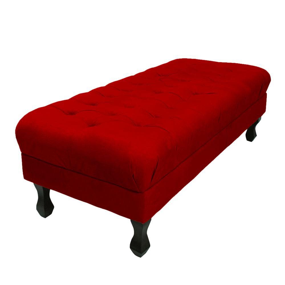 Puff Decorativo Retrô Luis Xv Captonê 1 Metro Suede Vermelho- LM DECOR