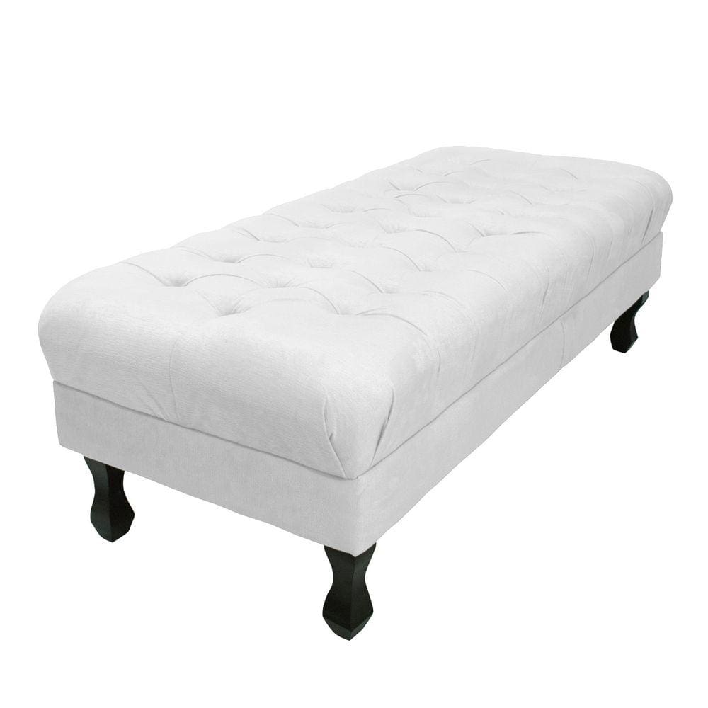 Puff Decorativo Retrô Luis Xv Captonê 1 Metro Suede Branco - LM DECOR