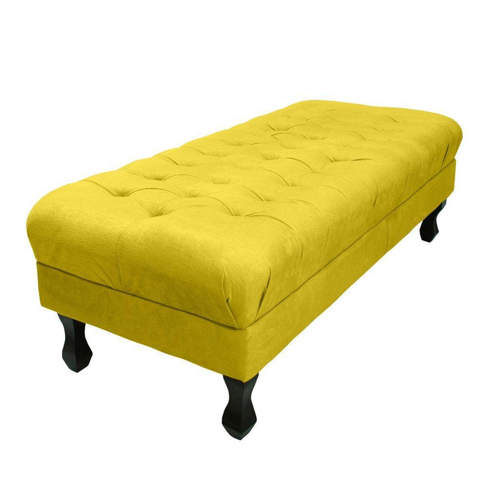 Puff Decorativo Retrô Luis Xv Capitonê 1 Metro Suede Amarelo - LM DECOR