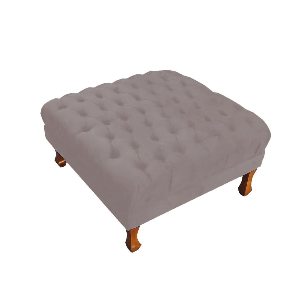 Puff Banco Retrô Luis Xv Capitonê 40 x 70 x 70cm Sala Salão Suede Rose - LM DECOR