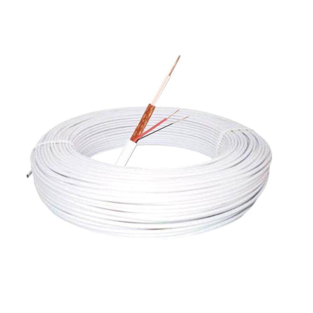 Cabo Coaxial Telecam Rf 4Mm 80% Liga Cobre Interna Branco 100M