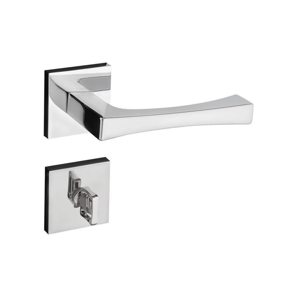 Fechadura Vivaldi Cromada Roseta Quadrada 40mm Pado Banheiro / Wc