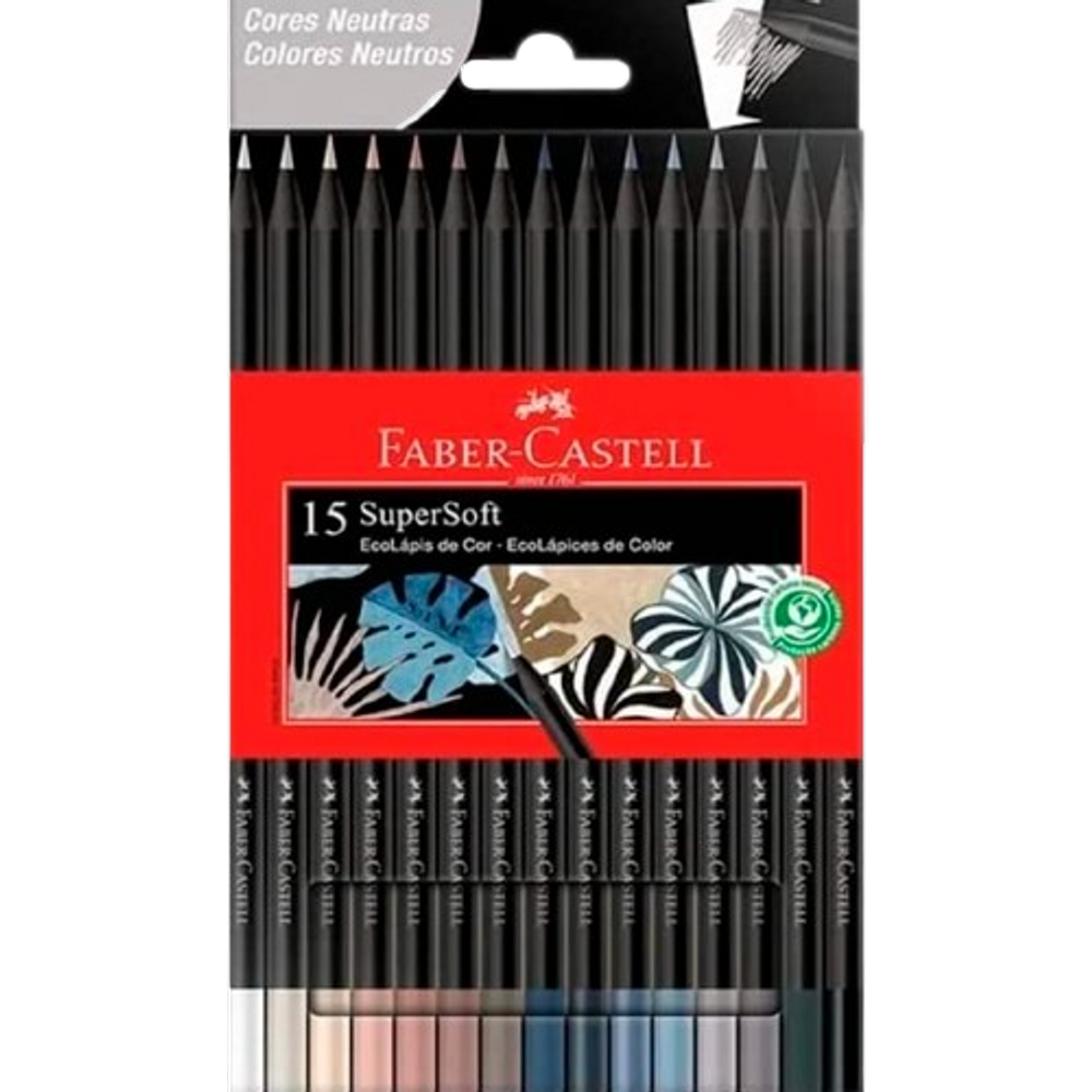 Ecolápis de cor Supersoft 15 Cores Neutras Faber-Castell