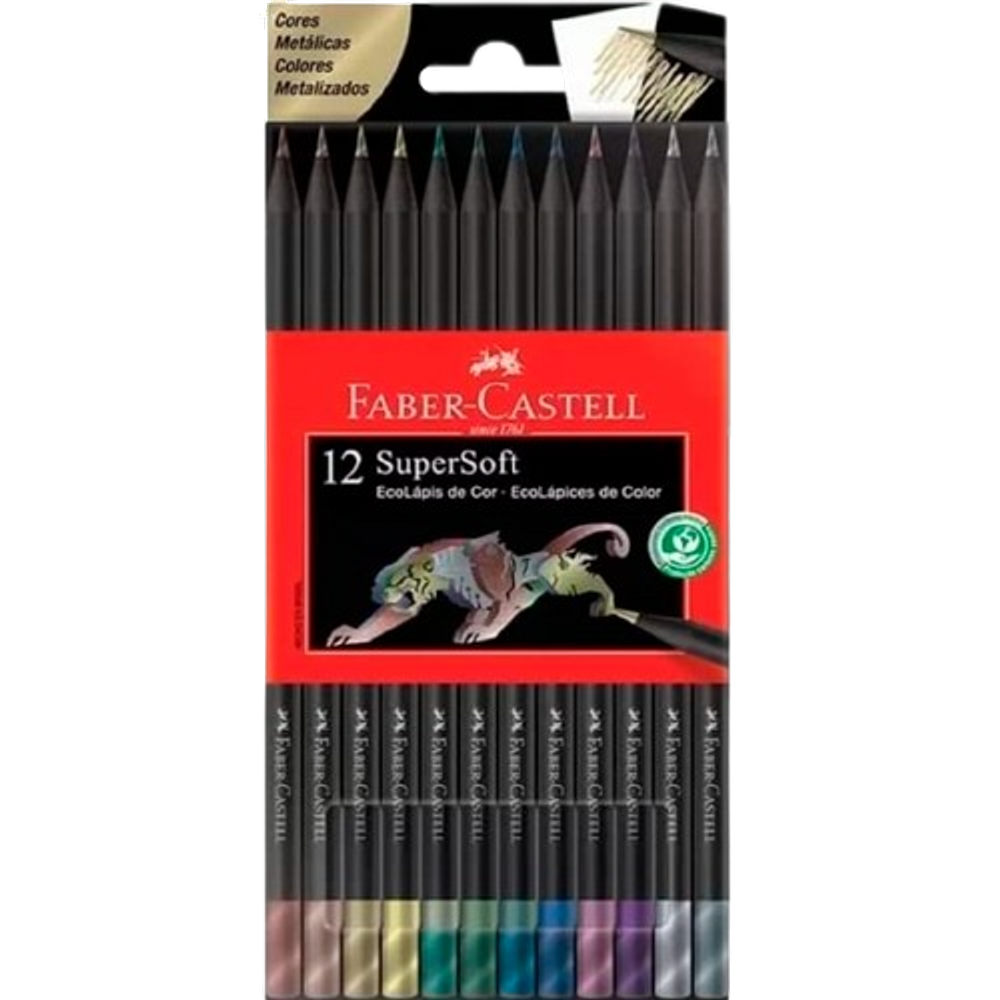 Ecolápis de cor Supersoft 12 Cores Metálicas Faber-Castell