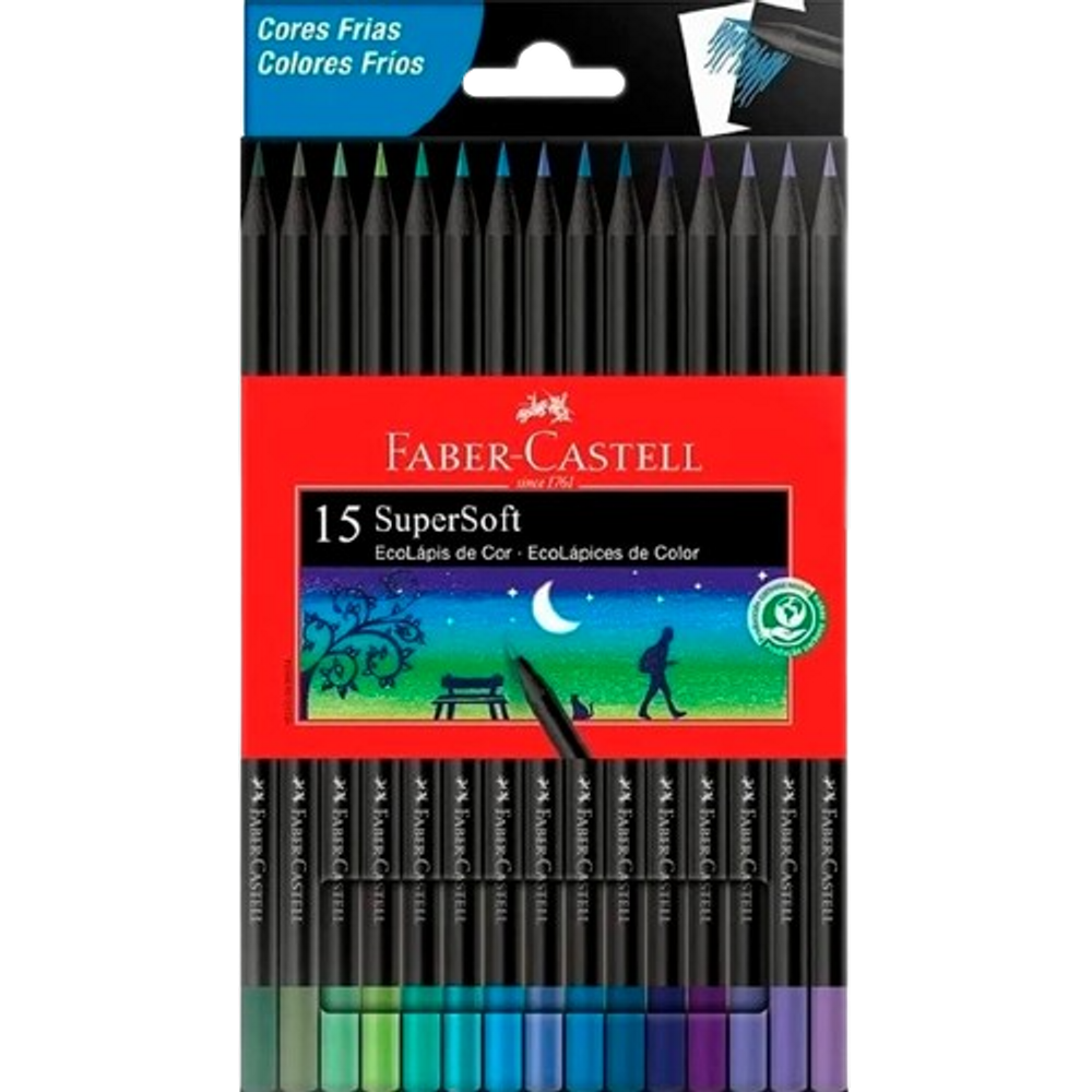 EcoLápis de cor Supersoft 15 Cores Frias Faber-Castell