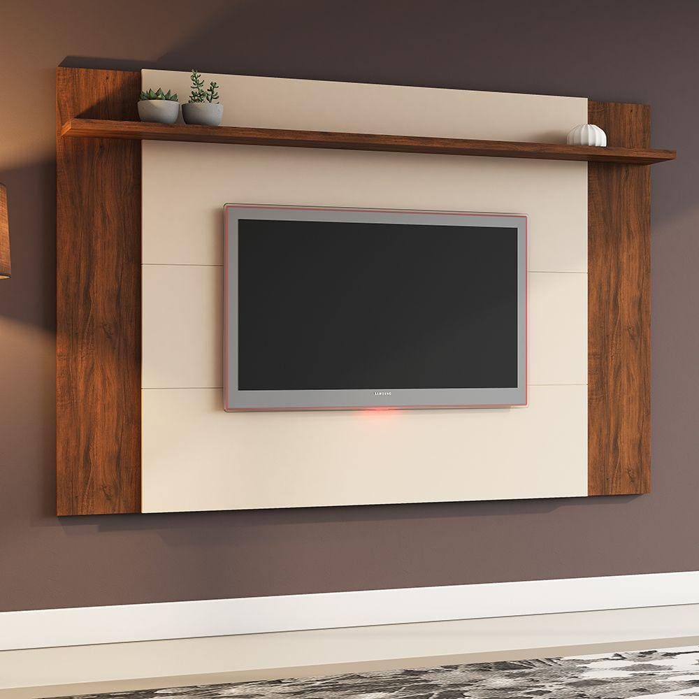 Painel Viero para TV até 55 Polegadas 1 Prateleira Dallas Imbuia/Off White 20573
