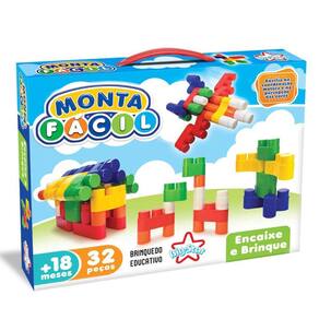 Blocos de Montar de Madeira Multiblocks Colorido 50 Peças