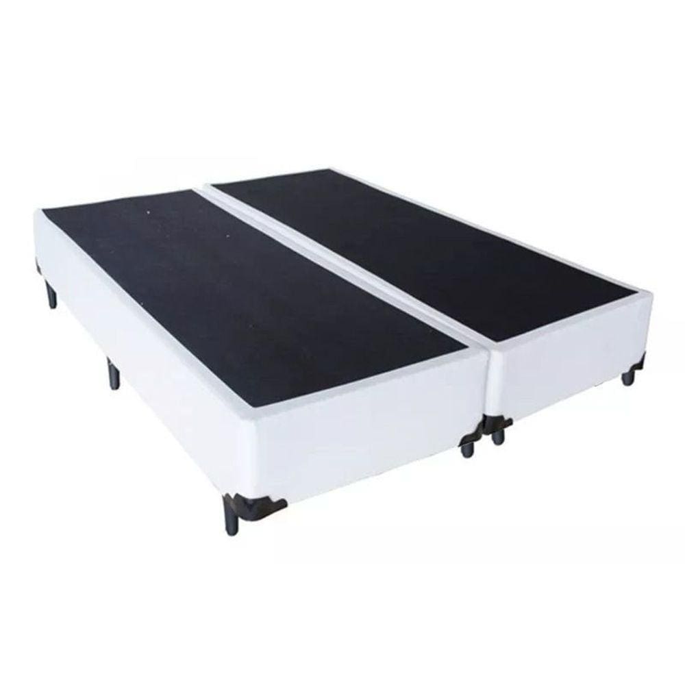 Base Cama Box Bipartido King Size Material Sintético Branco 40x193x203