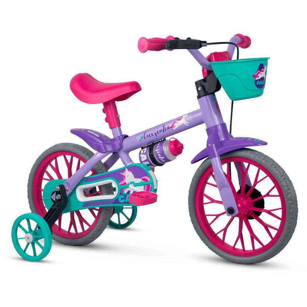 Bicicleta Infantil Aro 12 Regulável Cecizinha Cestinho Garrafinha E Rodinhas Nathor