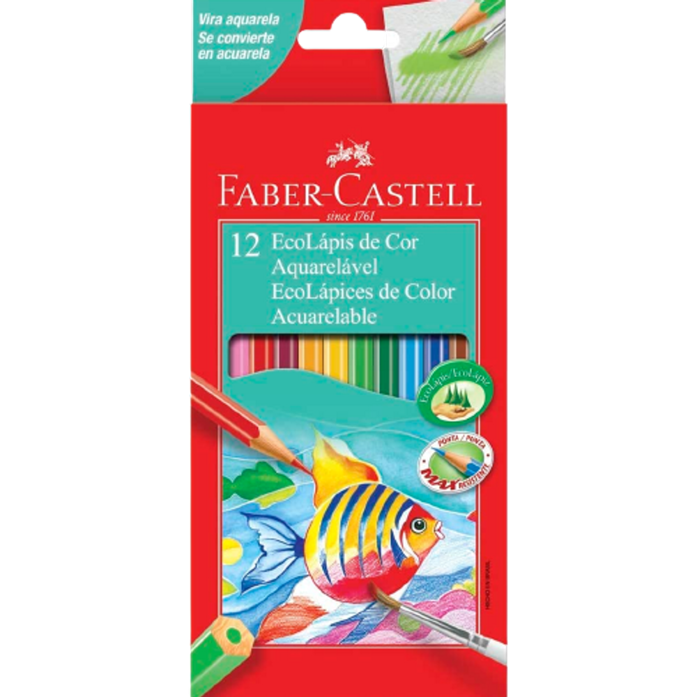 Lápis de cor Aquarelável Ecolápis Faber-Castell 12 Cores