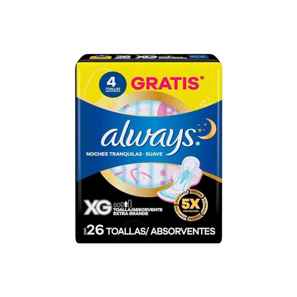 Absorvente Always Noites Tranquilas Extra Grande Com 26 Unidades