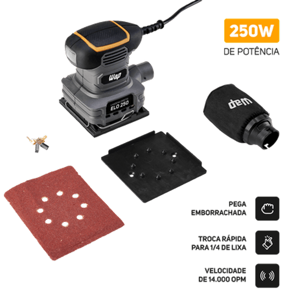 Lixadeira Orbital Elo 250 1400 Opm  Wap
