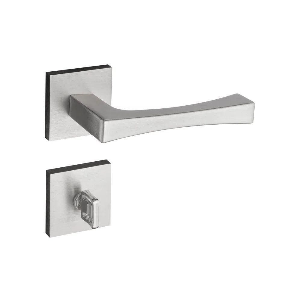 Fechadura Vivaldi Cromado Acetinado Roseta Quadrada 40mm Pado Banheiro / Wc