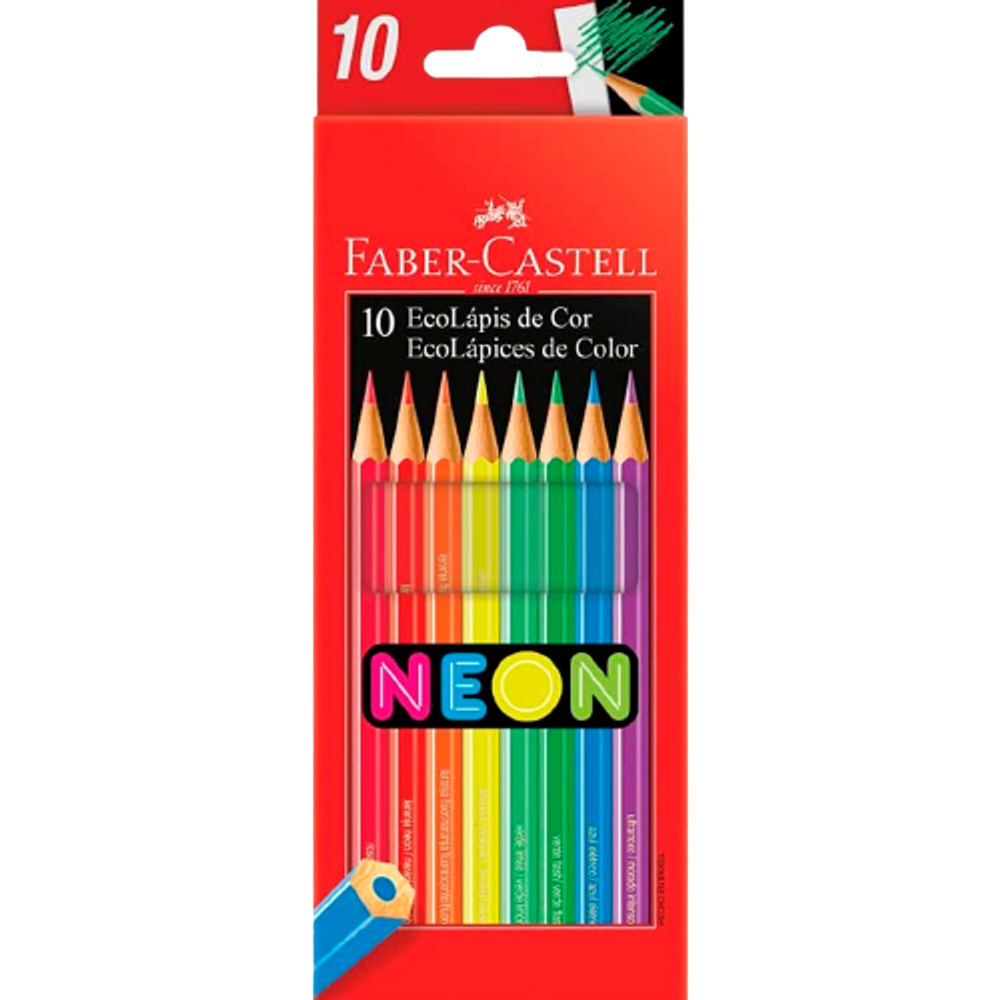 Lápis de cor Ecolápis Faber-Castell 10 Cores Neon