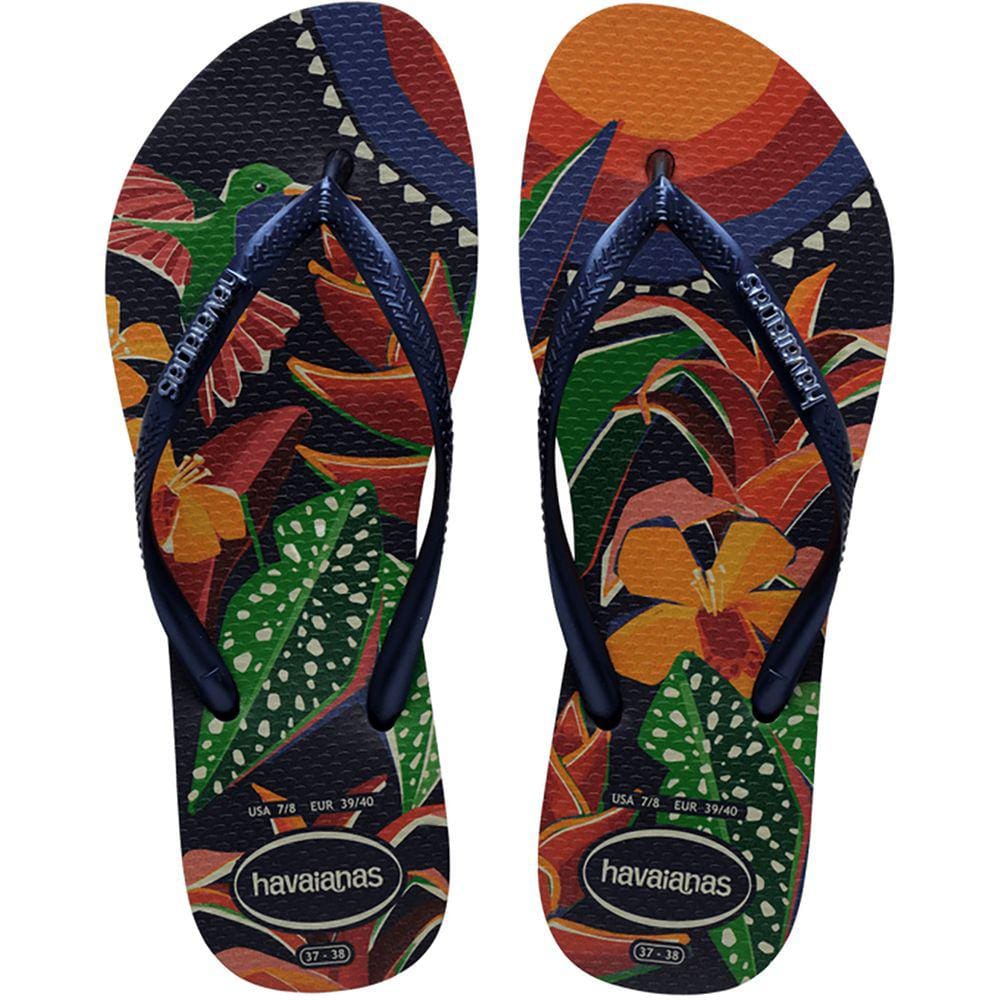 Chinelo Havaianas Slim Tropical Feminino - Marinho