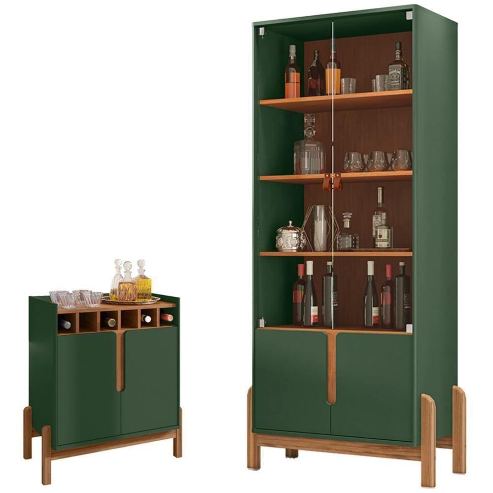 Barzinho 2 Portas 50522 E Cristaleira Para Sala 50519 Verde Oliva Cedro Dcasa Verde Oliva Cedro