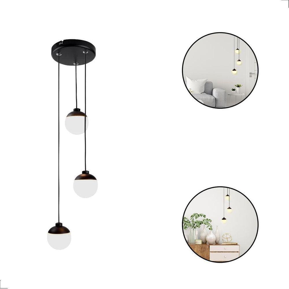 Luminária Pendente Small Mini Globo Preto Led 3000K Spotline
