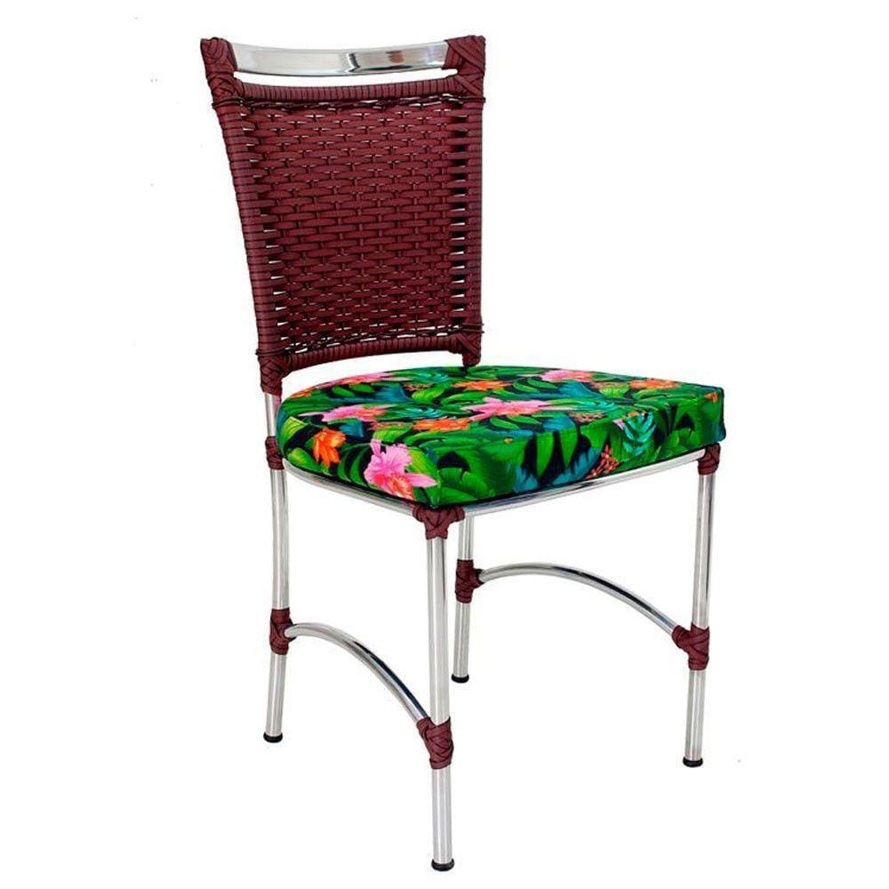 Cadeira Em Alumínio E Fibra Sintética Jk Cozinha Edícula Vinho Dark E Creara