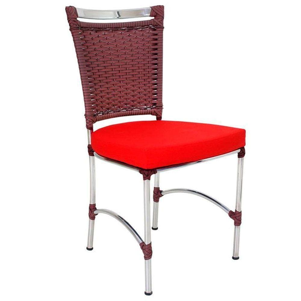 Cadeira Em Alumínio E Fibra Sintética Jk Cozinha Edícula Vinho Dark E Vermelho