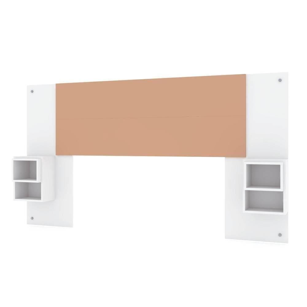 Cabeceira Extensível Solteiro Casal Com 2 Mesas Lateral Japão V02 Branco/Camarim