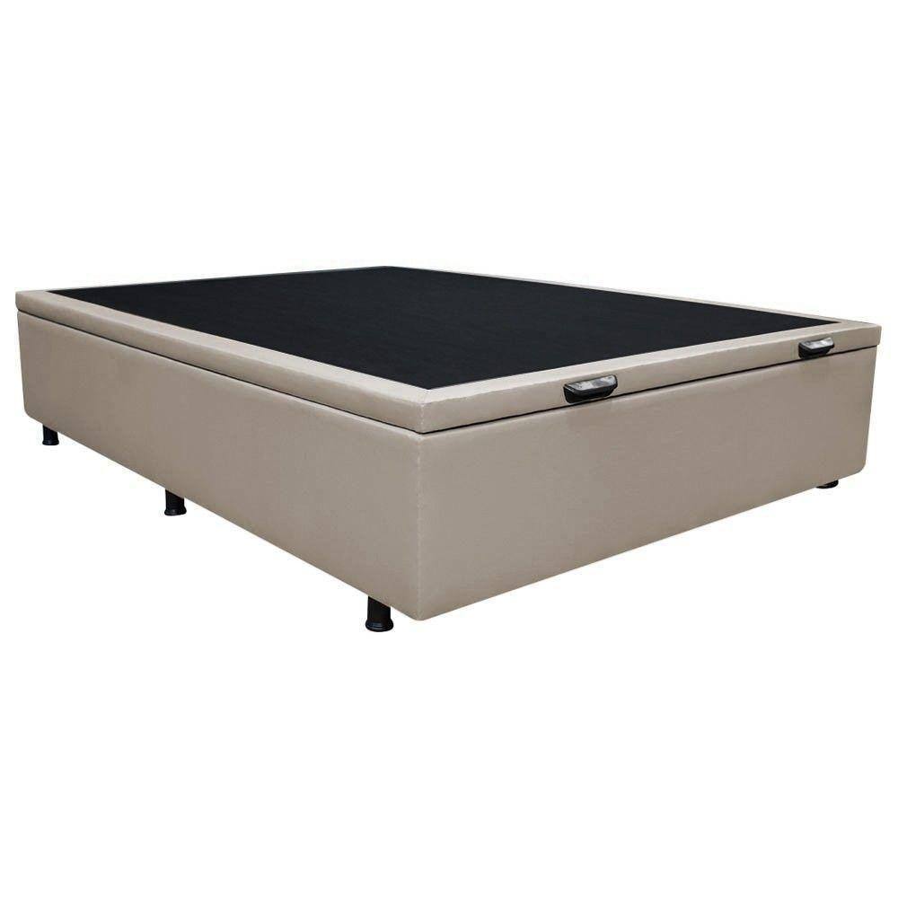 Base Box Baú Para Cama Viúva 128x188cm Liz S05 Sintético Bege - Mpozenato