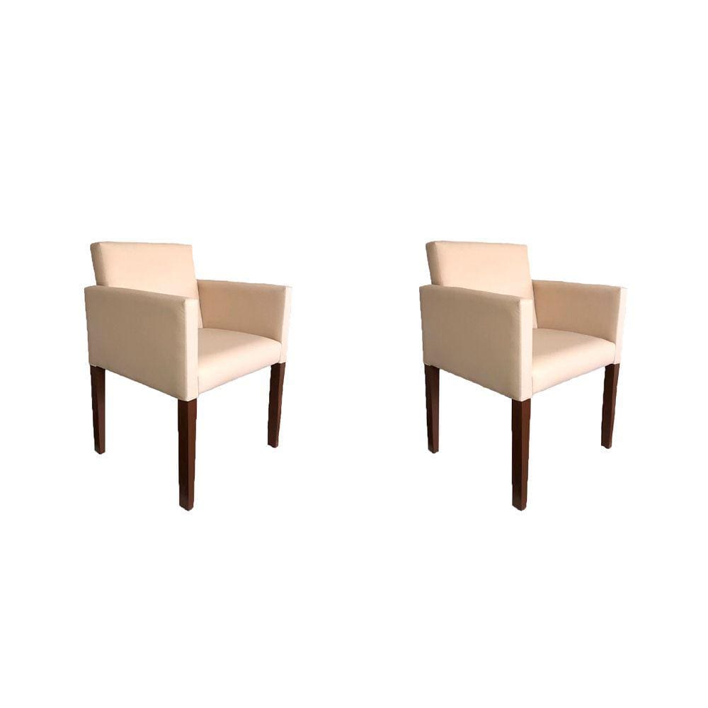 Kit 2 Poltronas Nina para Escritório Sala de Recepção Tecido Suede - Creme