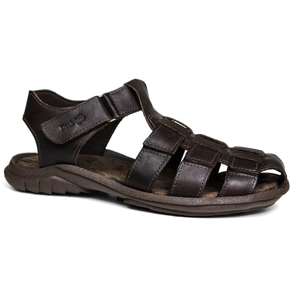 Sandália Papete Masculina de Couro Marrom 6500